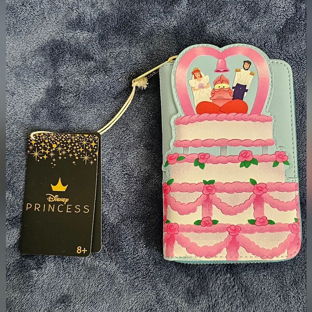 Hard Tag Loungefly Disney Ariel And Prince Eric With Sebastian Cake Wallet
